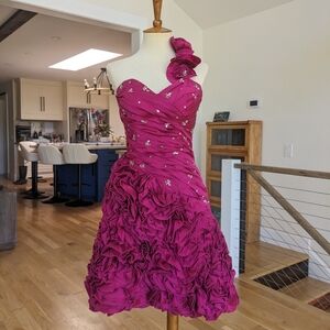 Plum Magenta Purple One Shoulder 2000s Cocktail Dress